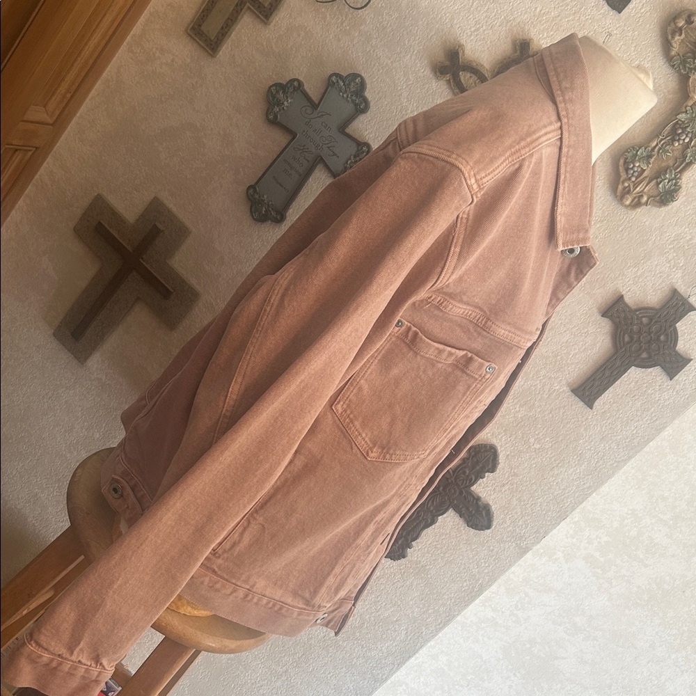 ALL SAINTS Prado Smokey Pink Denim JACKET Size XL - Picture 7 of 16